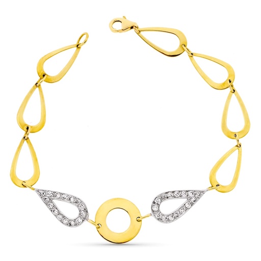 [P13000080] 18K PULSERA ORO BICOLOR CON CIRCONITAS