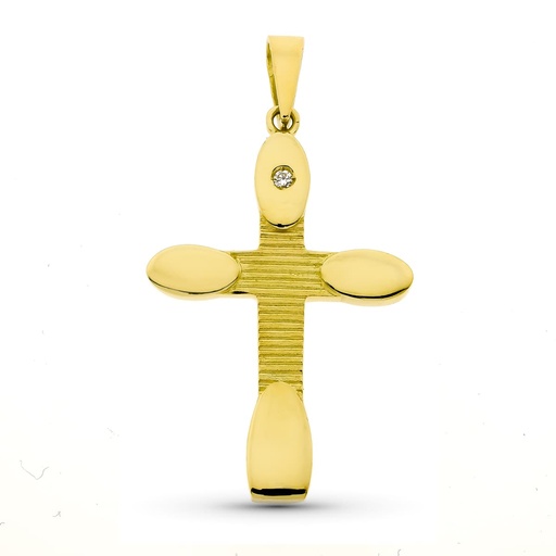 [P13000089] 18K CRUZ ORO AMARILLO CIRCONITAS 34X22 MM