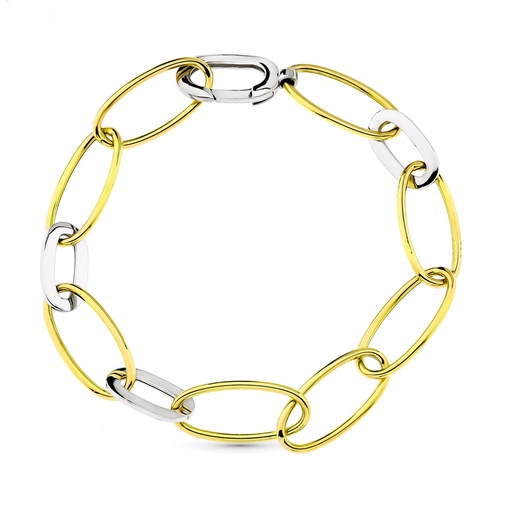 [P13000137] 18K PULSERA BICOLOR ESLABONES