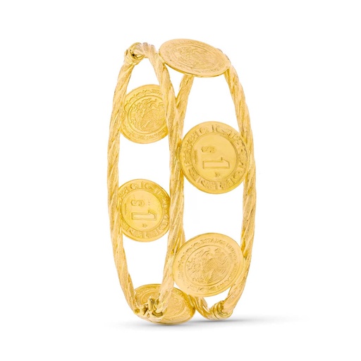 [P13000143] 18K PULSERA RIGIDA MONEDAS 18 MM