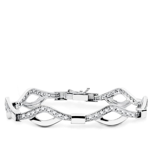 [P13000160] 18K PULSERA ORO BLANCO CIRCONITAS 18.5CM