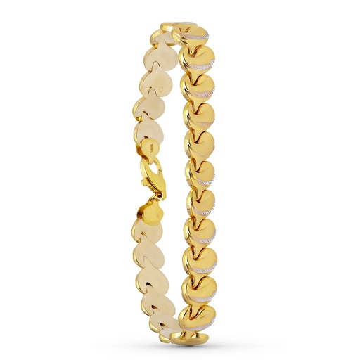 [P13000619] 18K PULSERA ORO BICOLOR ESTAMPACION 20 CM