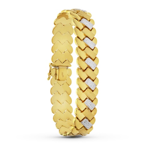 [P13001119] 18K PULSERA ORO BICOLOR ESTAMPACION