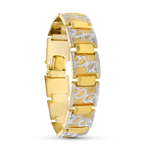 [P13001219] 18K PULSERA ORO BICOLOR ESTAMPACION 20 CM