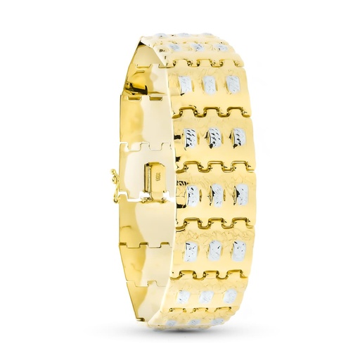 [P13001319] 18K PULSERA ORO BICOLOR ESTAMPACION
