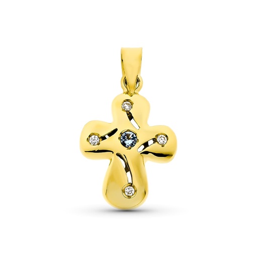 [P13012] 18K CRUZ ORO AMARILLO LISA CIRCONITAS 20X14 MM