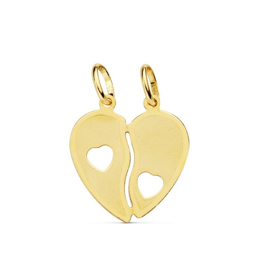 [P13031] 18K COLGANTE ORO AMARILLO CORAZON PARTIDO 15X15 MM