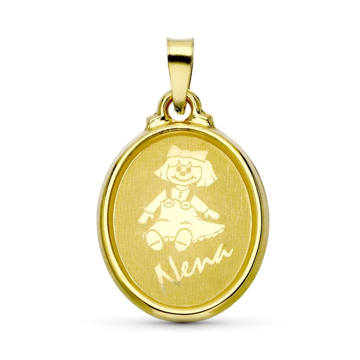 [P13059-1] 18K COLGANTE ORO AMARILLO LASER OVAL NENA 22X15 MM