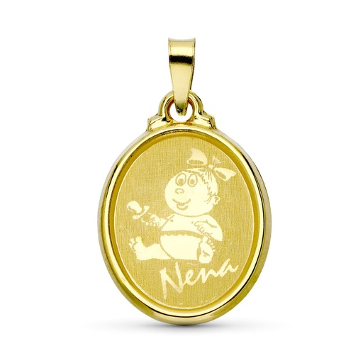 [P13059-5] 18K COLGANTE ORO AMARILLO LASER OVAL NENA 22X15 MM