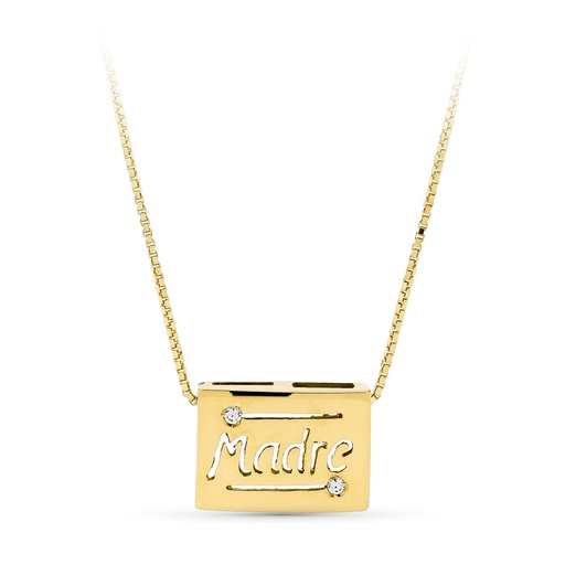 [P13070] 18K COLGANTE ORO AMARILLO MADRE RECTANGULAR MADRE