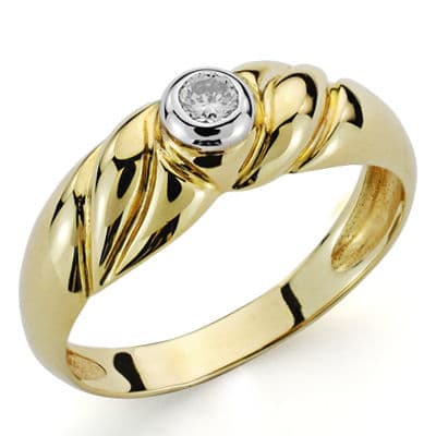 [P1311] 18K SORTIJA ORO AMARILLO DIAMANTE GALLONES 0.10 QTS.