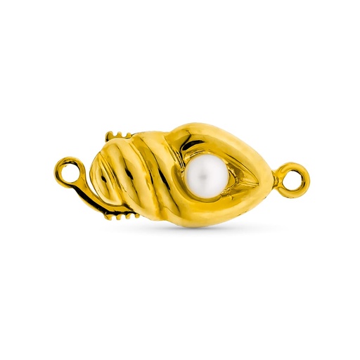 [P13158] 18K FORNITURA BROCHE ORO AMARILLO COLLAR PARA 1 VUELTA CON PERLA
