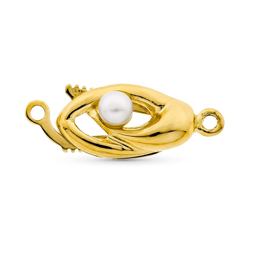 [P13159] 18K FORNITURA BROCHE ORO AMARILLO COLLAR PARA 1 VUELTA CON PERLA