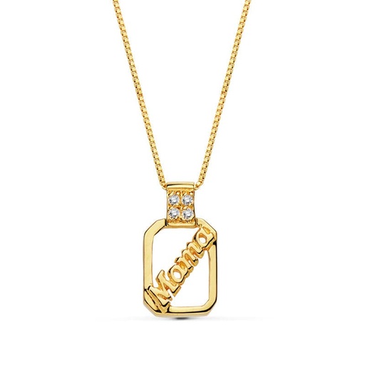 [P13164] 18K GARGANTILLA ORO AMARILLO MAMA CIRCONITAS CADENA 44 CM