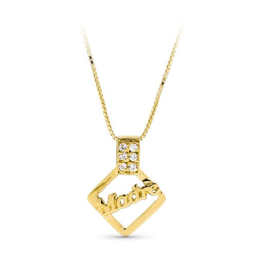 [P13167] 18K GARGANTILLA ORO AMARILLO MADRE CON CIRCONITA Y CADENA
