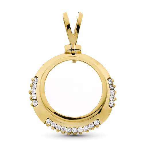 [P13184] 18K COLGANTE ORO AMARILLO MONEDA ALFONSINA 19 MM 20 CIRC