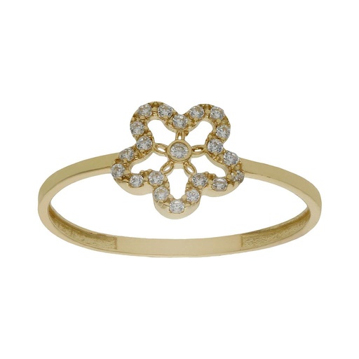 [S1030] SORTIJA ORO 18KL FLOR CIRCONITAS