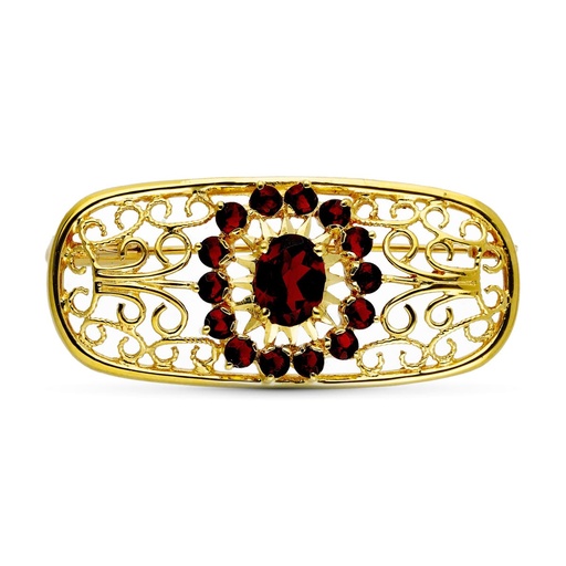[P13212] 18K BROCHE ORO AMARILLO OVAL 14 CIRCONITAS