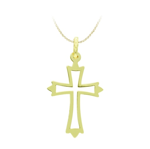 [P13253] 18K CRUZ ORO AMARILLO CALADA LISA 27X17 MM