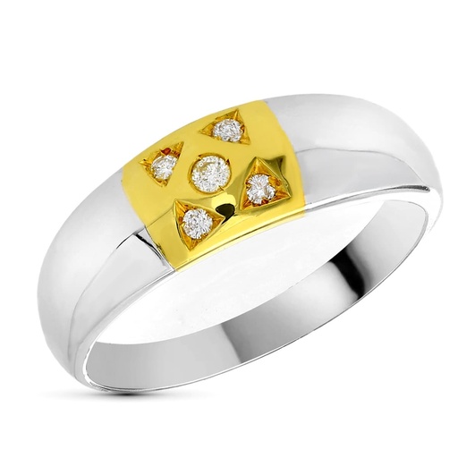 [P1332] 18K SORTIJA ORO BICOLOR DIAMANTES TALLA BRILLANTE 0.025  QTS.