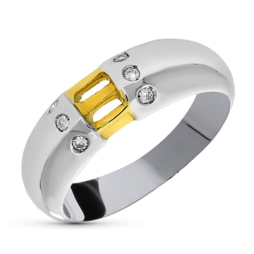 [P1337] 18K SORTIJA ORO BICOLOR DIAMANTE 0.15  QTS.