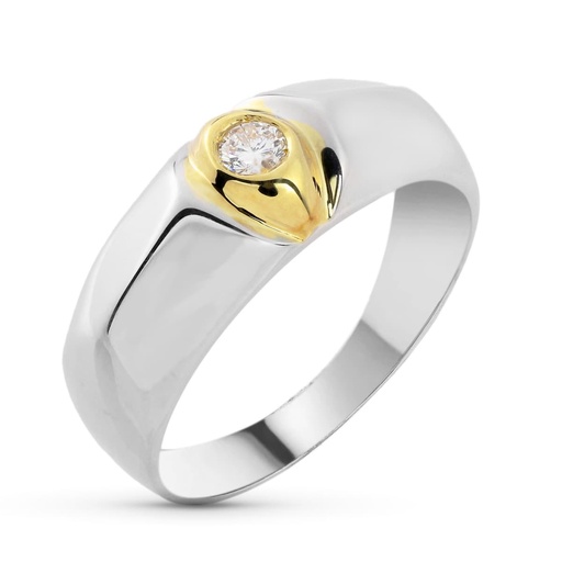 [P1345] 18K SOLITARIO ORO BICOLOR DIAMANTE 0.15 QTS.