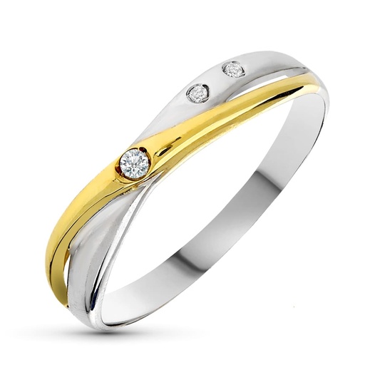 [P1350] 18K SORTIJA ORO BICOLOR DIAMANTES TALLA BRILLANTE 0.025  QTS.