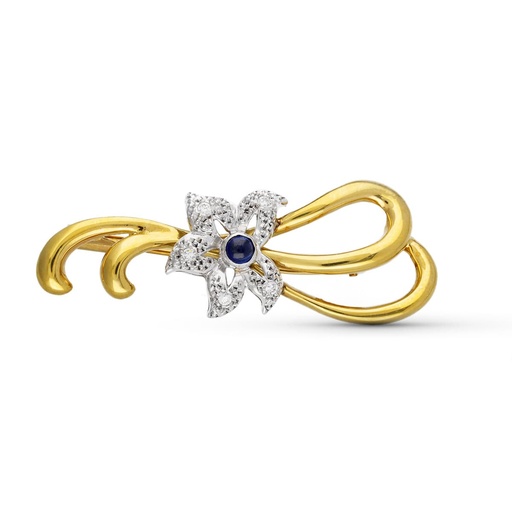 [P13503] 18K BROCHE ORO BICOLOR 2 RAMAS. 48X18 MM