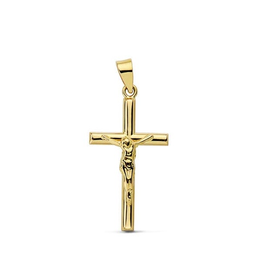 [P13527] 18K CRUZ CON CRISTO REDONDA 21X13 MM