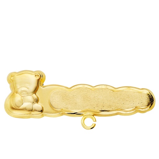 [P13564] 18K ALFILER ORO AMARILLO OSO TALLADO 27X9 MM