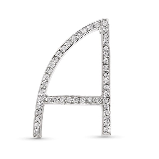 [P13566-A] 18K COLGANTE ORO BLANCO LETRA A CON CIRCONITAS 35X22 MM