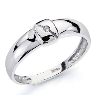 [P1361] 18K SOLITARIO ORO BLANCO DIAMANTE 0.010 QTS.
