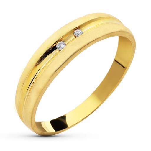 [P1362] 18K SORTIJA ORO AMARILLO DIAMANTES TALLA BRILLANTE 0.050  QTS.