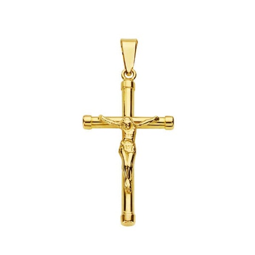 [P13644] 18K CRUZ CRISTO PALO REDONDO 28X15X2 MM