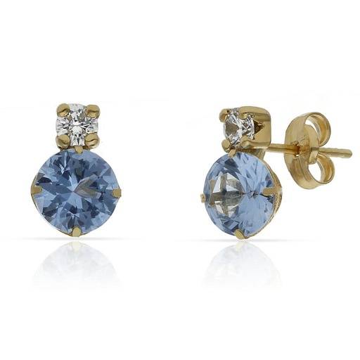 [P1517] Pendientes oro 18 kt azul + circonitas