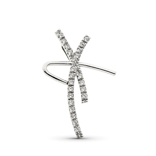 [P13667] 18K CRUZ ORO BLANCO CIRCONITAS 28X19 MM