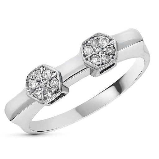 [P1368] 18K SORTIJA ORO BLANCO DIAMANTES TALLA BRILLANTE 0.15  QTS.