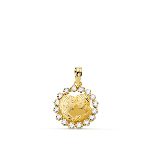 [P13687] 18K COLGANTE ORO AMARILLO ENAMORADOS 16X14 MM