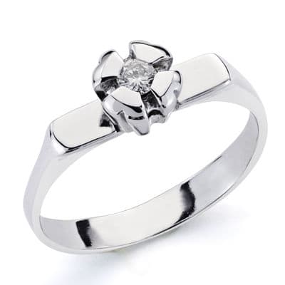 [P1374] 18K SOLITARIO ORO BLANCO DIAMANTE 0.10 QTS.