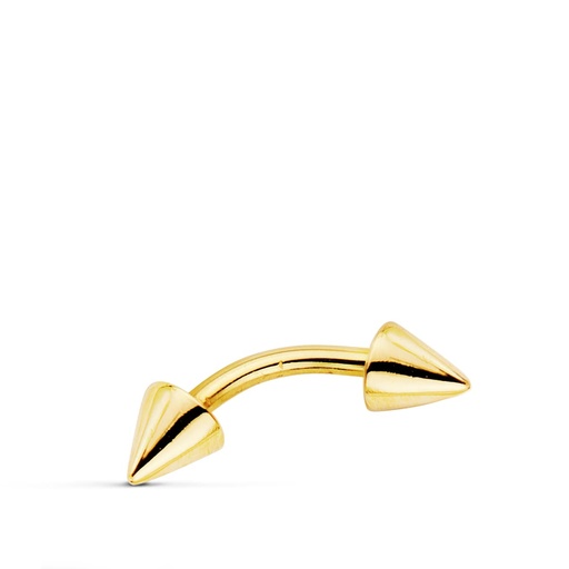 [P13757] 18K PIERCING CEJA ORO AMARILLO DOS PINCHOS. 13X3 MM