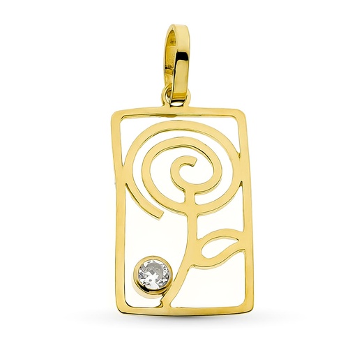 [P13779] 18K COLGANTE ORO AMARILLO FLOR CALADA 20X12 MM