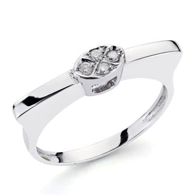 [P1380] 18K SORTIJA ORO BLANCO DIAMANTE 0.10  QTS.