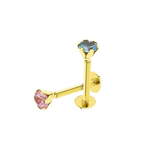 [P13814] 18K PIERCING LABIO PIEDRA 3 MM