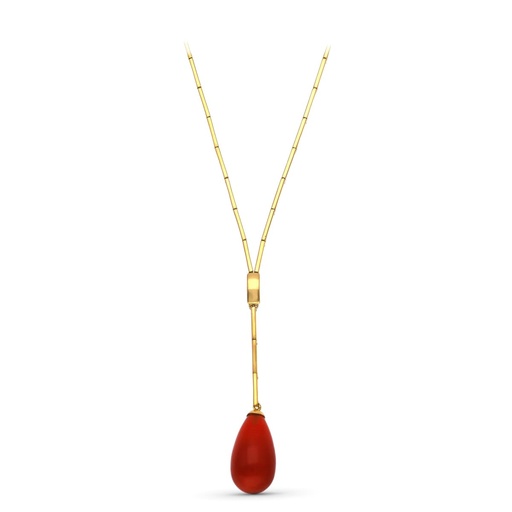 [P13833] 18K GARGANTILLA ORO AMARILLO LAGRIMA PIEDRA FINA