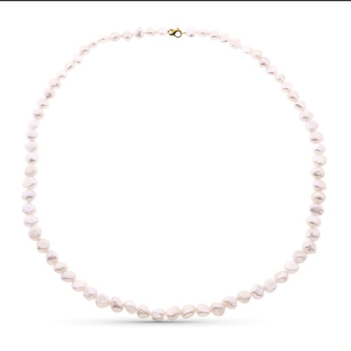 [P13849] 18K COLLAR PERLA CULTIVADA BARROCA 90 CM CIERRE MOSQUETON