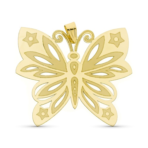 [P13852] 18K COLGANTE ORO AMARILLO LASER MARIPOSA 34X30 MM