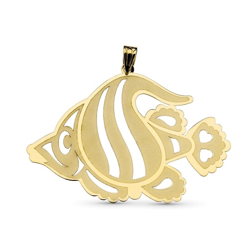 [P13855] 18K COLGANTE ORO AMARILLO PEZ LASER. 45X32 MM