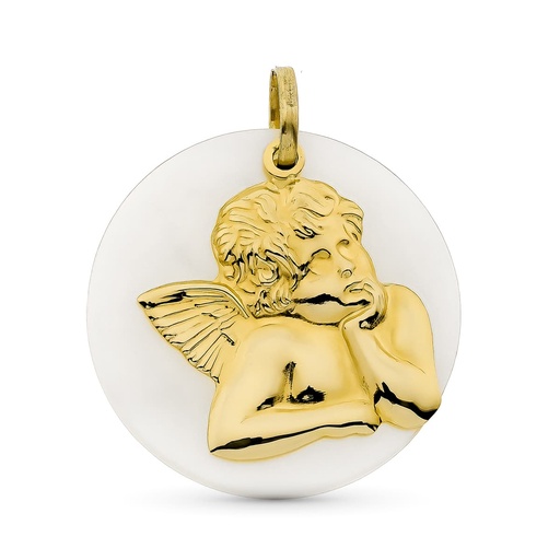 [P13858] 18K COLGANTE ORO AMARILLO ANGEL NACAR 27 MM