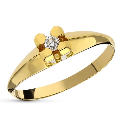 [P1390] 18K SOLITARIO ORO AMARILLO DIAMANTE 0.10 QTS.