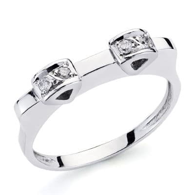 [P1398] 18K SORTIJA ORO BLANCO DIAMANTES TALLA BRILLANTE 0.10  QTS.